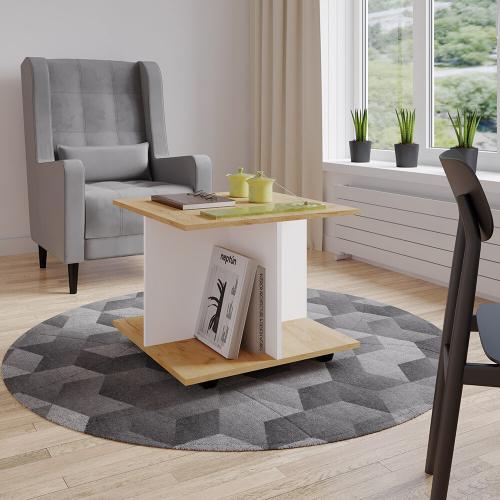 Фото Журнальный стол Консул-10, белый / дуб крафт золотой