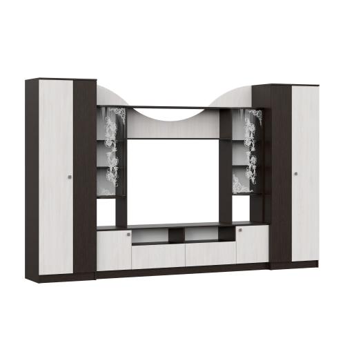 Фото Стенка в гостиную МГС 8, дуб венге/ясень анкор светлый