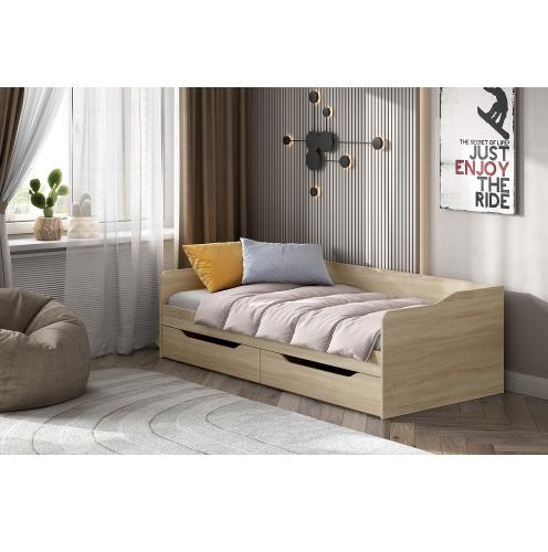 Фото Кровать КР 1 с основанием и матрасом Софт, дуб сонома