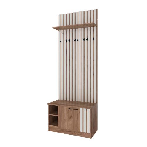 Фото Тумба с вешалкой Кано 800 КПТВ-2, Дуб крафт табачный, Дуб крафт белый