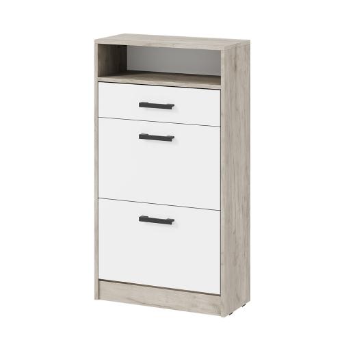 Фото Тумба для обуви Вега ОБ-3, Дуб крафт серый, Белый