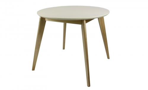 Фото Стол обеденный круглый Олсон Мини 100, слоновая кость/натуральный