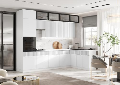 Фото Кухня Оливия NEW 3,0х1,8м, Белый снег софт, Белый