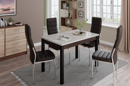 Фото Стол обеденный Бостон-2 металл черный/белый гранит