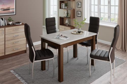 Фото Стол обеденный Бостон-1 орех шоколадный/белый гранит