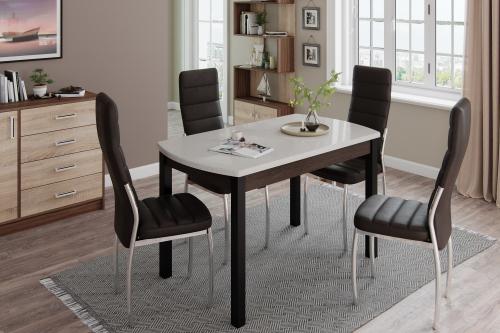 Фото Стол обеденный Бостон-3 металл черный/белый гранит