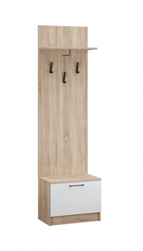 Фото Тумба с вешалкой Денвер, Дуб Сонома, Белый