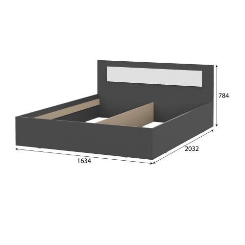 Модульная система "Дольче" Кровать двойная (1,6*2,0) Графит/Белый