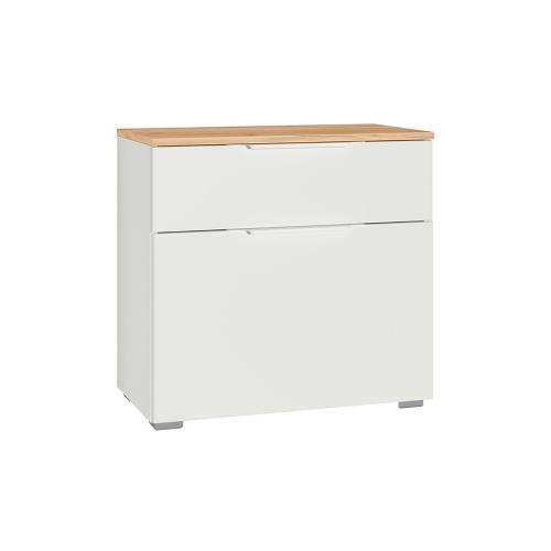 Фото Тумба для обуви Октава 16.127, Белый шагрень, Дуб золотой