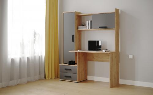 Фото Компьютерный стол Квартет-9, Дуб крафт золотой, графит серый