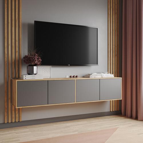 Фото Тумба ТВ подвесная Парус-11, дуб крафт золотой/графит серый