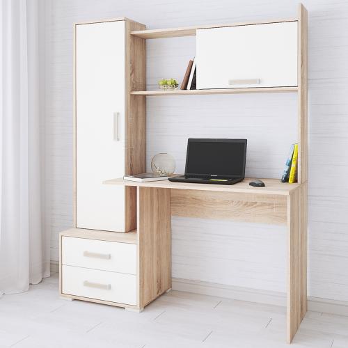 Фото Стол компьютерный Квартет-9, дуб сонома/белый