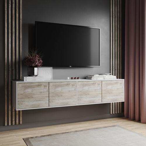 Фото Тумба ТВ подвесная Парус-11, белый/дуб юкон