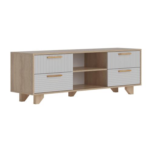 Фото Ньёрд ТВ Тумба 1500.4 Дуб Сонома / Белый софт матовый