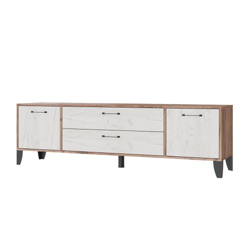 Фото Тумба под телевизор Парус-13, Дуб крафт табачный, Дуб крафт белый