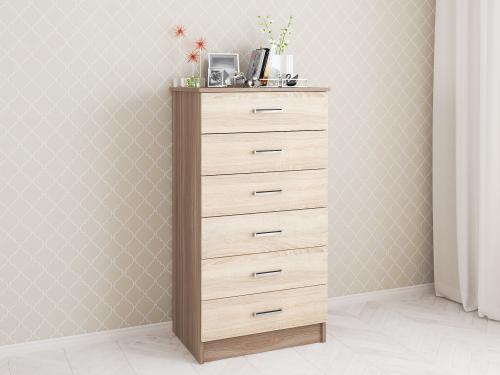 Фото Комод высокий Катрин 4, ясень шимо/дуб сонома
