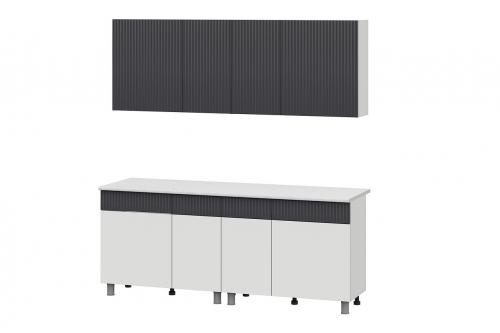 Фото Кухонный гарнитур София 2м, Белый, Бланж, Графит матовый, Гранит белый