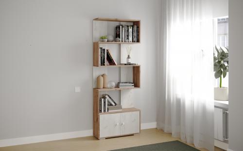 Фото Стеллаж Ромео-2, Дуб крафт табачный, дуб крафт белый