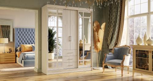 Фото Шкаф-купе комбинированный Маэстро, ясень белый