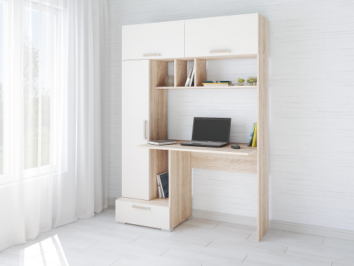 Фото Стол компьютерный Квартет-11, дуб сонома/белый