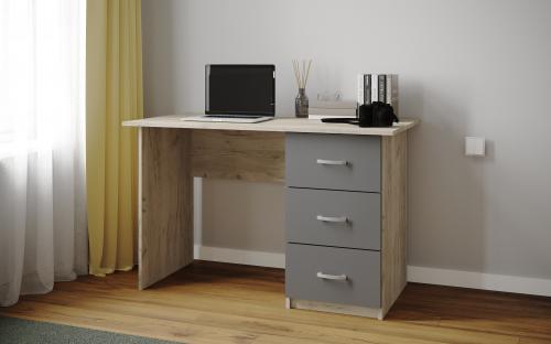 Фото Письменный стол Сити-1, Дуб крафт серый, графит серый