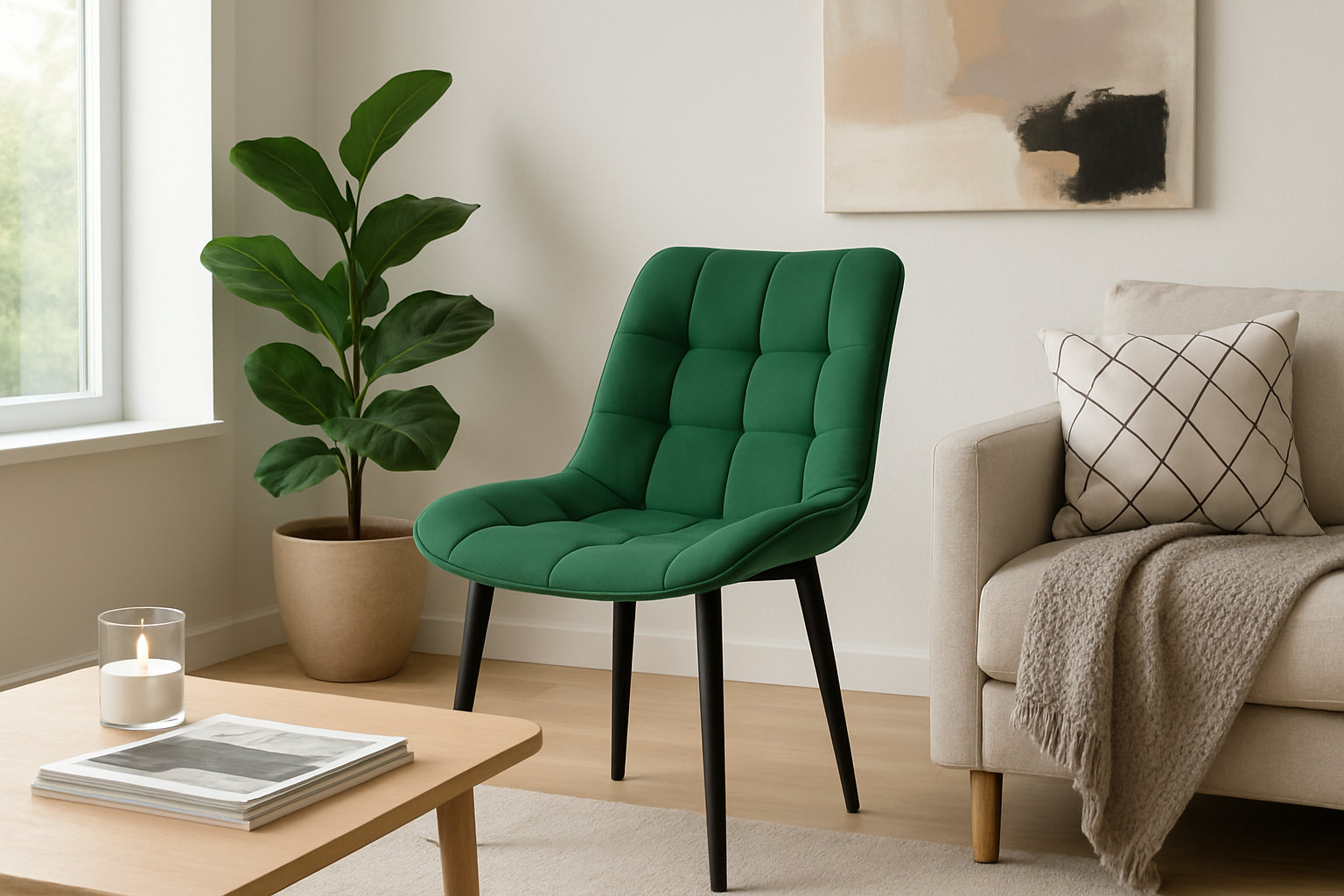 Фото Стул "Бостон" черный матовый Томми 25 темно-зеленый