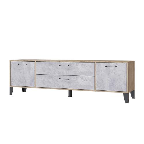 Фото Тумба под телевизор Парус-13, Дуб крафт серый, Цемент