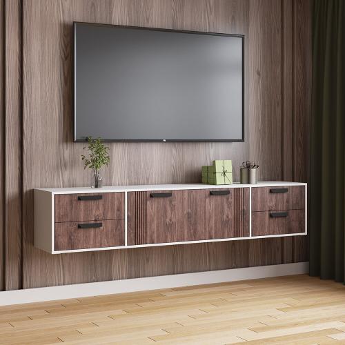 Фото Тумба ТВ подвесная Парус-12, белый / палермо бруно