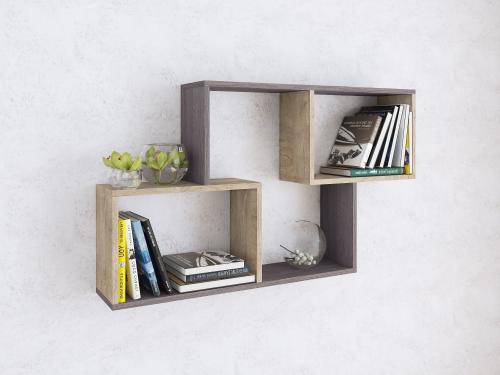 Фото Полка навесная ПН-3, ясень анкор темный/дуб эндгрейн