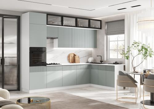 Фото Кухня Оливия NEW 3,0х1,8м, Шарли Бриз, Белый