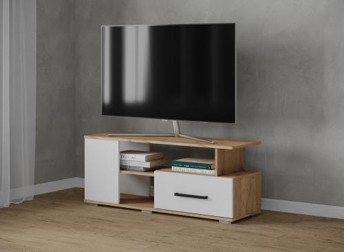 Фото Тумба под ТВ Парус 4, дуб крафт золотой/белый