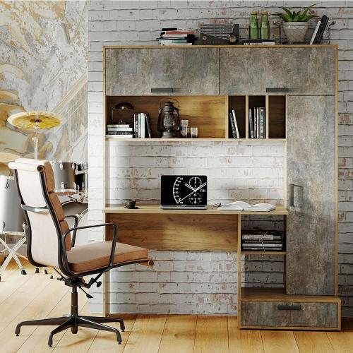 Фото Стол письменный Техно, крафт/цемент