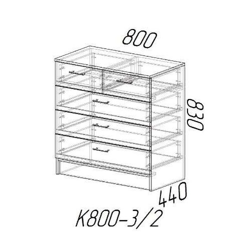 Фото Комод с ящиками К800-3/2, белый гладкий