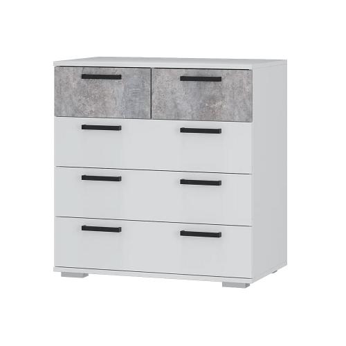 Фото Комод Стандарт-5, Белый, Цемент светлый