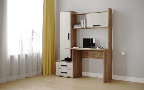 Фото Компьютерный стол Квартет-9, Дуб крафт табачный, дуб крафт белый