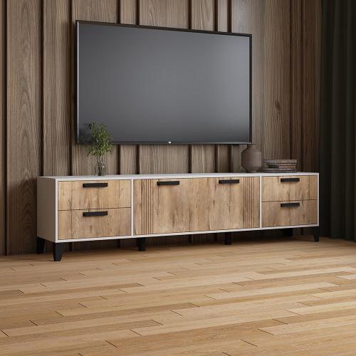 Фото Тумба ТВ Парус-12, белый/дуб канадский