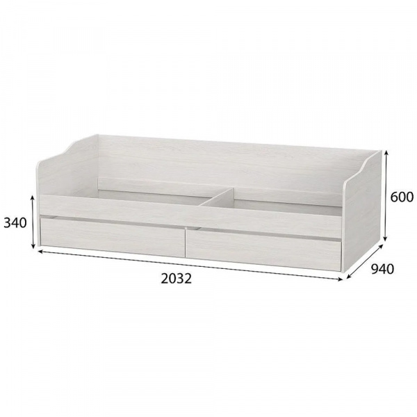 Фото Кровать без основания КР 1 90х200, ясень анкор светлый