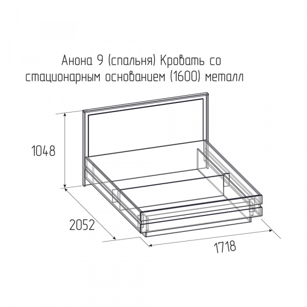 Фото Кровать с основанием 1600 Анона, антрацит