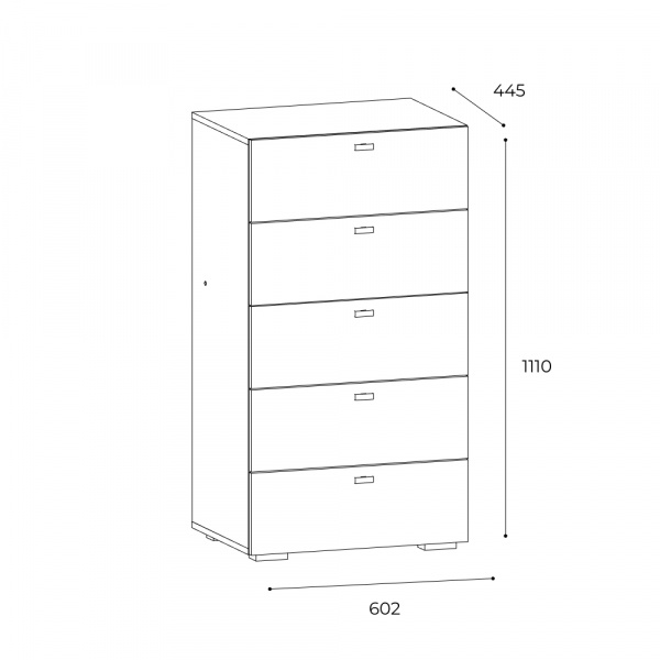 Фото Комод 5 ящиков Скайлайн, белый