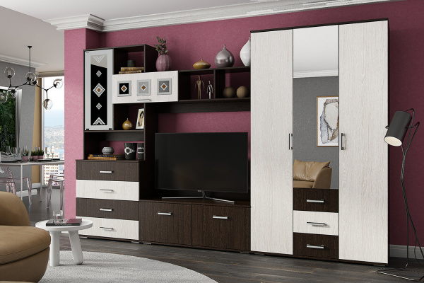 Фото Шкаф трехдверный Белла, венге/ясень белый