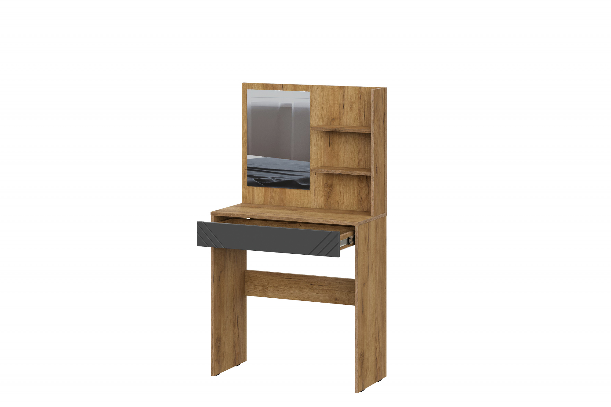 Фото Стол туалетный с зеркалом Байкал, Дуб Золотой, Графит