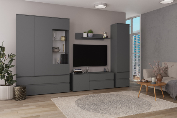 Фото Тумба под телевизор Плейона малая, Графит серый