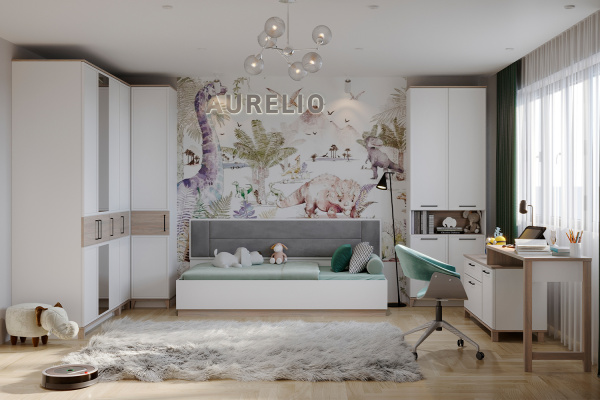 Фото Тумба ТВ Аурелио 33, Белый, Блеквуд Сатиновый