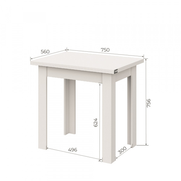 Фото Стол обеденный раскладной СО 3, белый