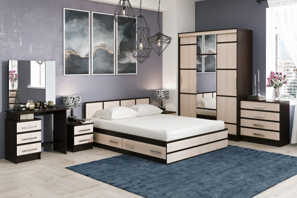 Фото Тумба прикроватная Сакура (1 шт.), Дуб беленый, Венге