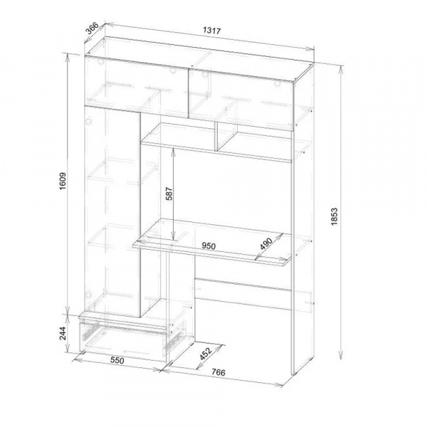 Фото Стол компьютерный Некст 1, Дуб Золотой, Белый