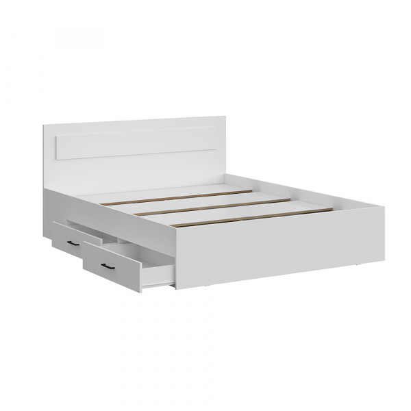 Фото Кровать двойная с ящиками Бали, Белый шагрень