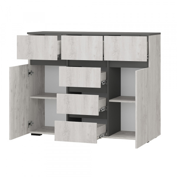 Фото Комод комбинированный Мрия КМ-15, Бетон пайн светлый, графит