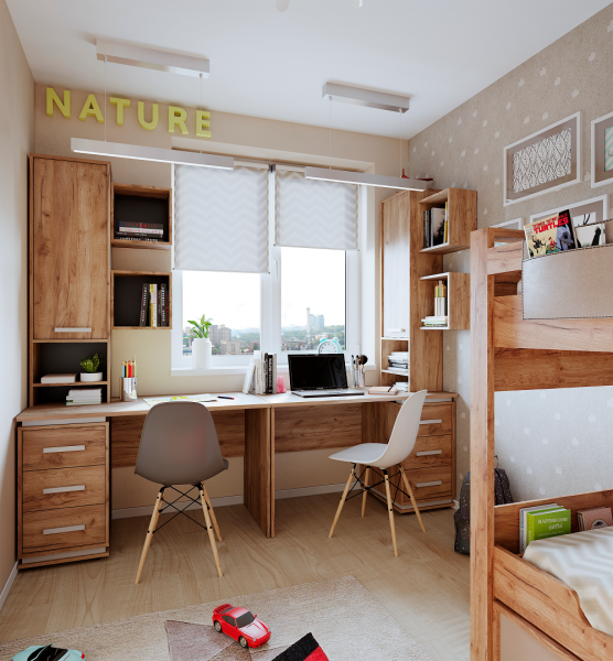 Фото Стол письменный Nature 84, дуб табачный крафт/мокко