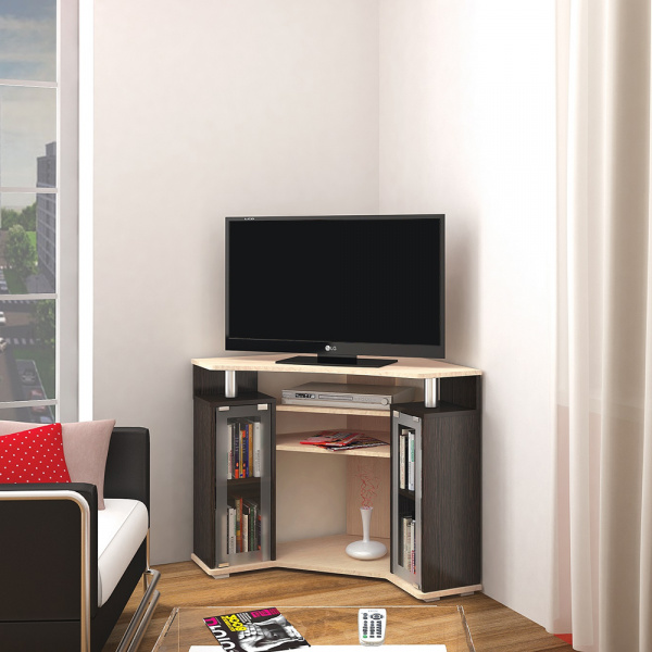 Фото Тумба под телевизор угловая 044 (2у), венге/дуб молочный